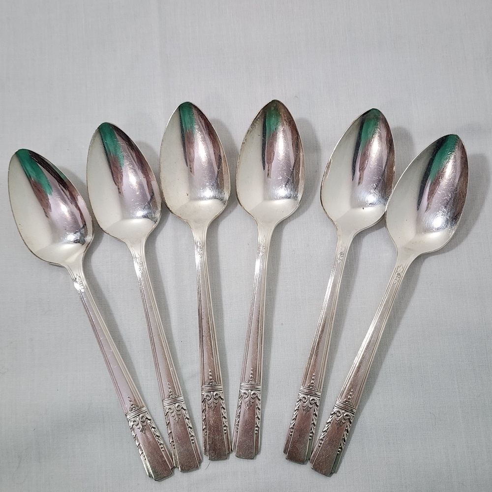 Vintage Oneida Lady Drake Silver-plated Set Of 6 Teaspoons Dinnerwrear Elegant